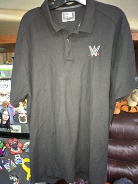 New Era Black WWE Logo Polo